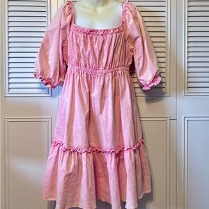 White Birch Pink Ruffle Dress